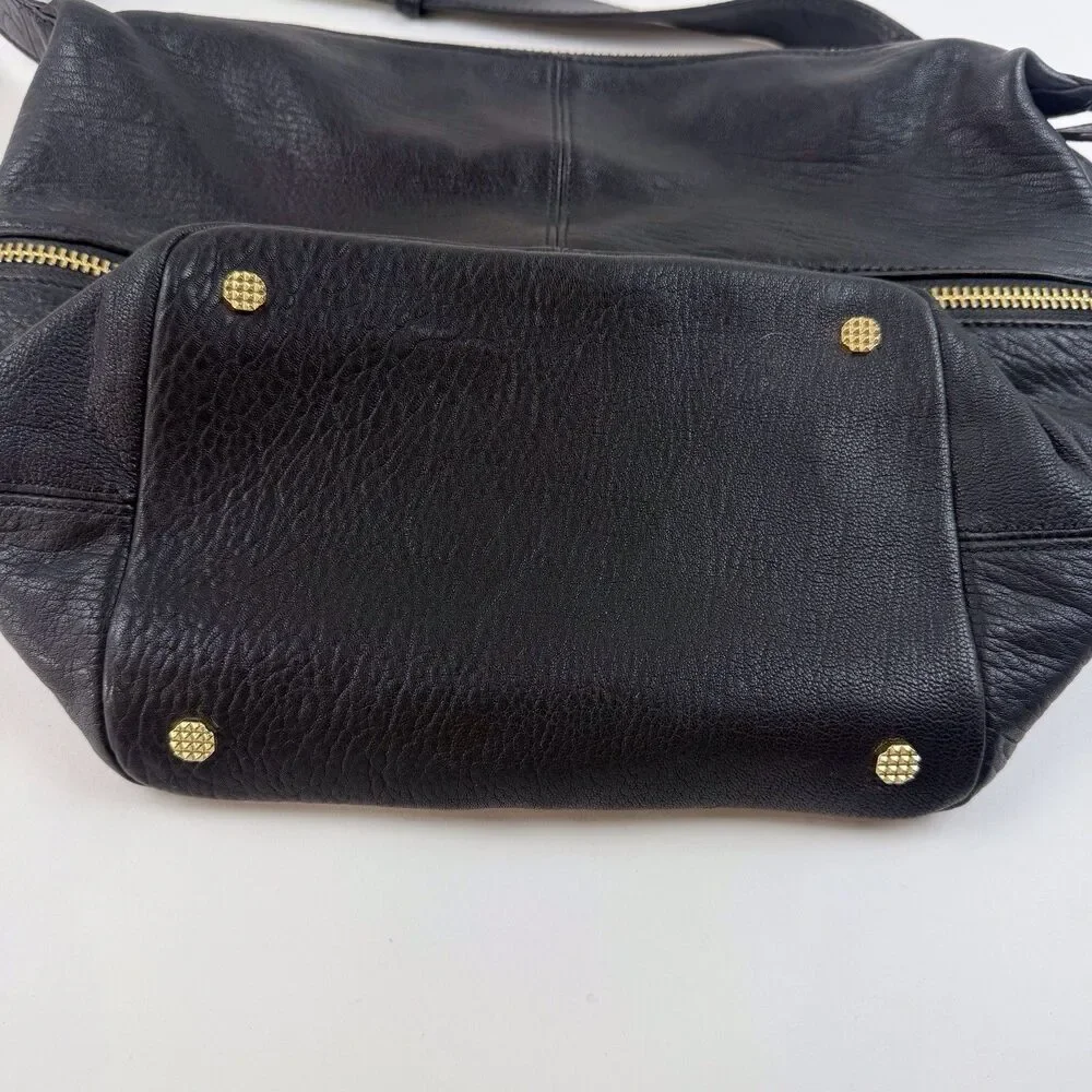 Elizabeth and James Black Pebbled Leather Hobo Bag Shoulder Strap Purse Womens
